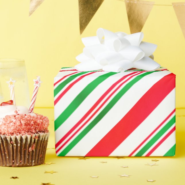 Papel De Regalo Rayas rojas de rayas blancas verdes (Fiesta de cumpleaños )