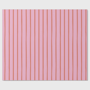 Papel De Regalo Rayas rojas dibujadas a mano retro en rosa