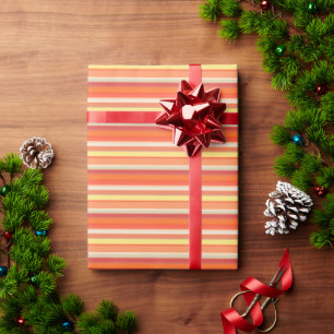 Papel De Regalo Rayas rojas naranjas lindas 