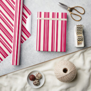 Papel De Regalo Rayas rojas negritas crema San Valentín vacaciones