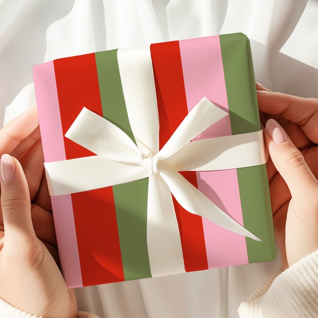 Papel De Regalo Rayas rojas rosadas verdes (Subido por el creador)