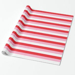 Papel De Regalo Rayas rojas, rosadas y blancas