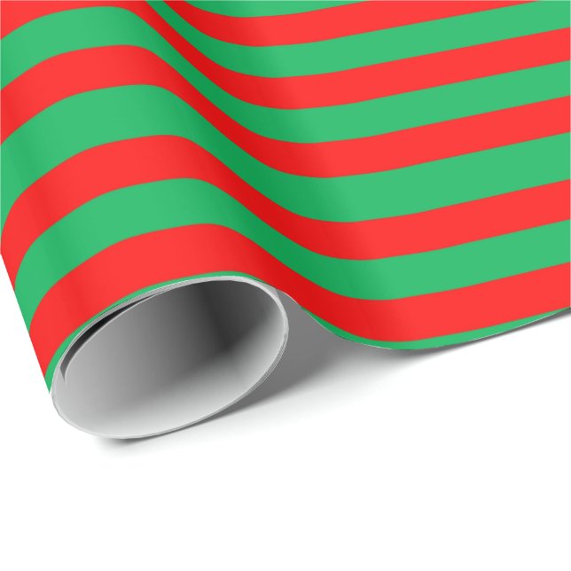 Papel De Regalo Rayas rojas y verdes festivas (Esquina del rollo)