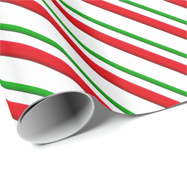 Papel De Regalo Rayas, rojo, verde y blanco del caramelo (Esquina del rollo)