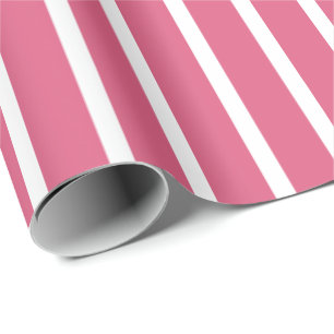 Papel De Regalo Rayas Rosa Fuerte y Blanco