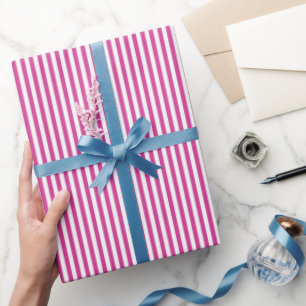 Papel De Regalo Rayas Rosa Magenta y Blanco