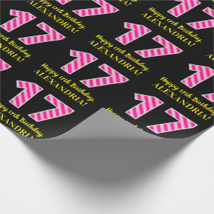 Papel De Regalo Rayas rosadas "17" de la diversión; 17mo