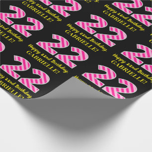 Papel De Regalo Rayas rosadas "22" de la diversión; 22do