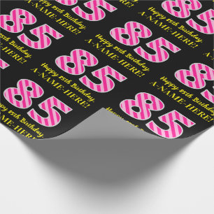 Papel De Regalo Rayas rosadas "85" de la diversión; 85o cumpleañ