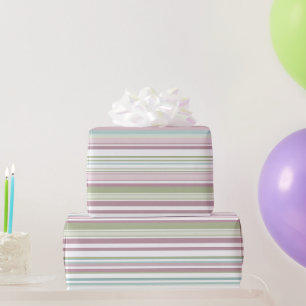 Papel De Regalo Rayas rosadas, aqua, menta, lluvia de primavera y