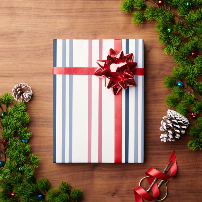 Papel De Regalo Rayas rosadas, azules y blancas (Regalo de vacaciones)