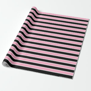 Papel De Regalo Rayas rosadas, blancos y negros