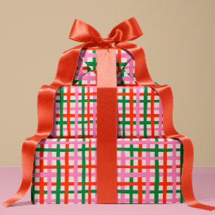 Papel De Regalo Rayas Rosadas Verdes Rojas