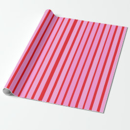 Papel De Regalo Rayas rosadas y rojas