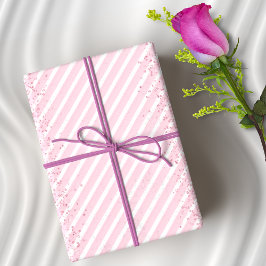 Papel De Regalo Rayas rosas y Purpurina elegante