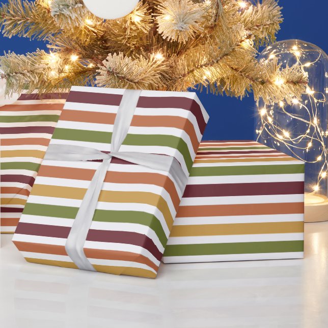Papel De Regalo Rayas simples de otoño rústico  (Vacaciones)