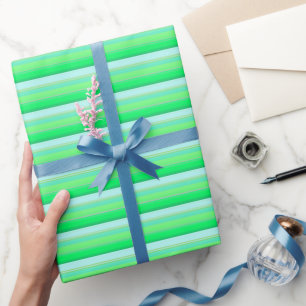 Papel De Regalo Rayas verdes aqua adorables