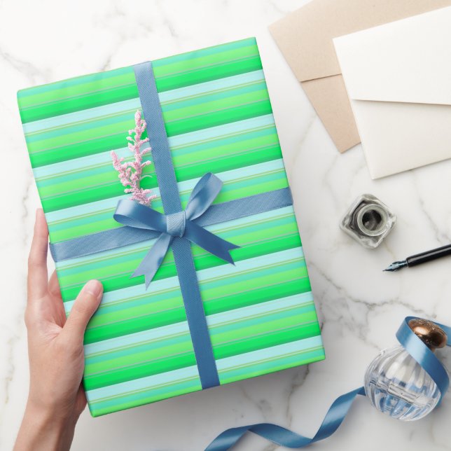 Papel De Regalo Rayas verdes aqua adorables (Regalar)