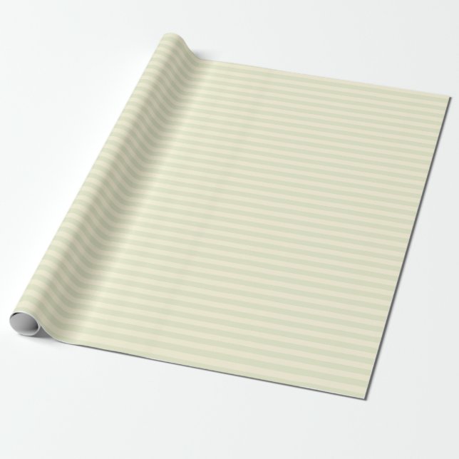 Papel De Regalo Rayas verdes beige y pálidas (Desenrollado)