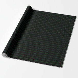 Papel De Regalo Rayas verdes delgadas en Fiesta negro o Navidades