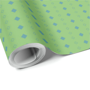 Papel De Regalo Rayas verdes diamante azul simple geométrico