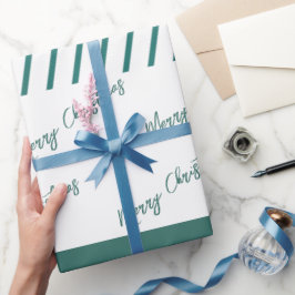 Papel De Regalo Rayas verdes | Feliz Navidad