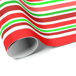 Papel De Regalo Rayas verdes rojas del estilo del bastón de