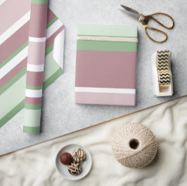 Papel De Regalo Rayas verdes, rosas y rosadas