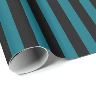 Papel De Regalo Rayas Verticales Azul Turquesa y Negro