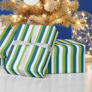 Papel De Regalo Rayas Verticales Azules Blancas Verdes 