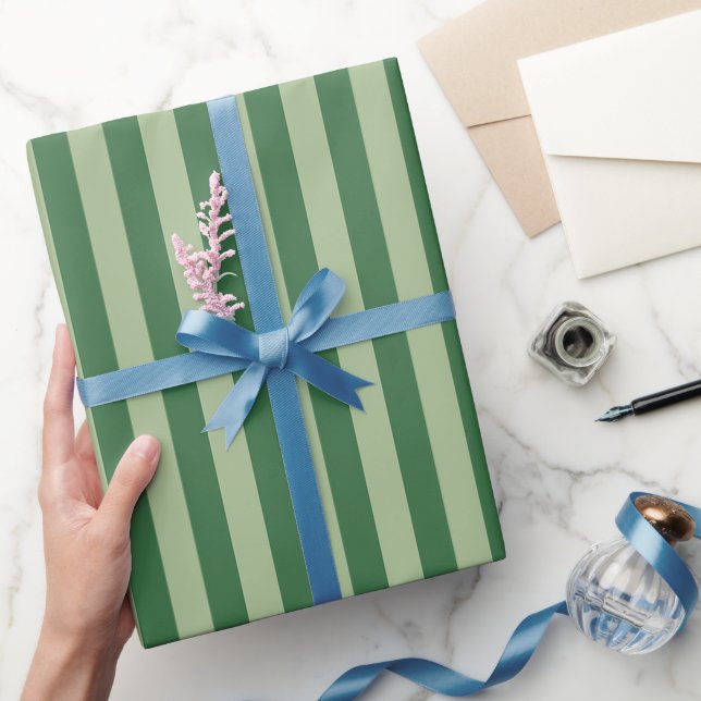 Papel De Regalo Rayas Verticales Bosque Verde Rayado (Regalar)