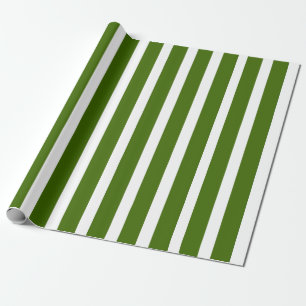 Papel De Regalo Rayas verticales clásicas de verde oliva oscuro y