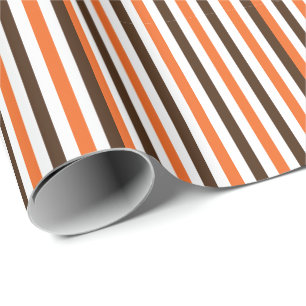 Papel De Regalo Rayas Verticales Marrón Naranja