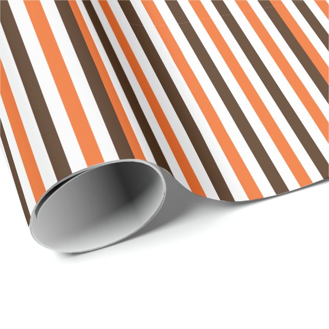 Papel De Regalo Rayas Verticales Marrón Naranja  (Esquina del rollo)
