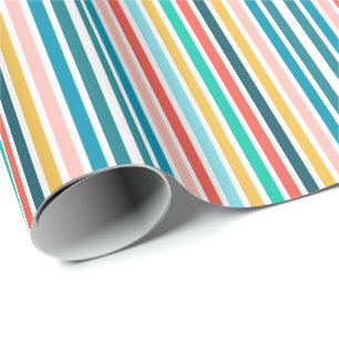 Papel De Regalo Rayas Verticales Multicolores de Verano Modernas
