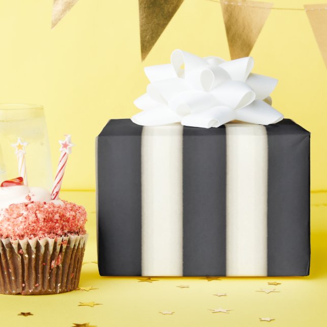 Papel De Regalo Rayas victorianas blancas negras y antiguas (Fiesta de cumpleaños )