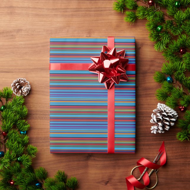 Papel De Regalo Rayas violetas azules lindas (Regalo de vacaciones)