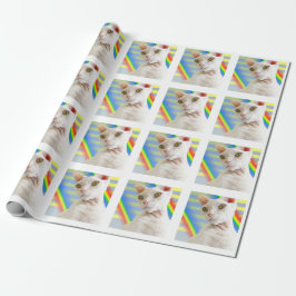 Papel De Regalo Rayo arcoiris de gato blanco Devon Rex