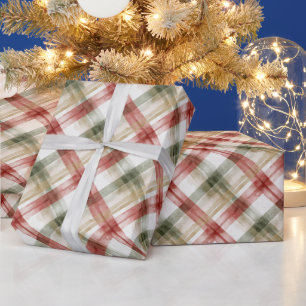 Papel De Regalo Rayo cuadros rojo blanco verde Navidad