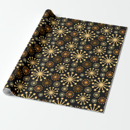 Papel De Regalo Rayo de Estrella Dorado Elegante Negro y Dorado