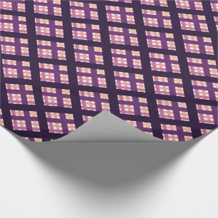 Papel De Regalo Rayo Diagonal a Cuadros Lila Rosa Púrpura Melocotó