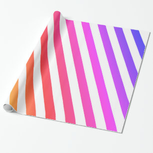 Papel De Regalo Rayos arcoiris y franjas diagonales blancas en per