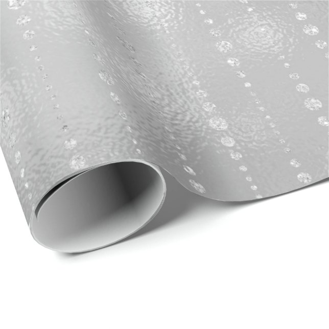 Papel De Regalo Rayos de plata gris Cae Glass brillante de vidrio (Esquina del rollo)