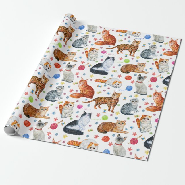 Papel De Regalo Razas de gato (Desenrollado)