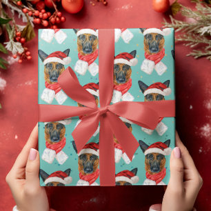 Papel De Regalo Razas de perros de acuarela de Navidad Pastor Alem