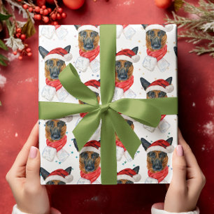Papel De Regalo Razas de perros de Navidad Pastor Alemán Acuarela