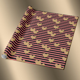 Papel De Regalo Razas rosadas y negras Valentine