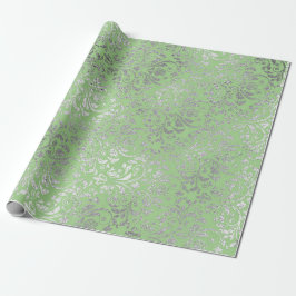 Papel De Regalo Real Boda Damask Mint Green Silver Vip