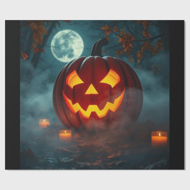 Papel De Regalo Realistic Halloween Pumpkin Gift Wrap – Limited (Superficie plana)