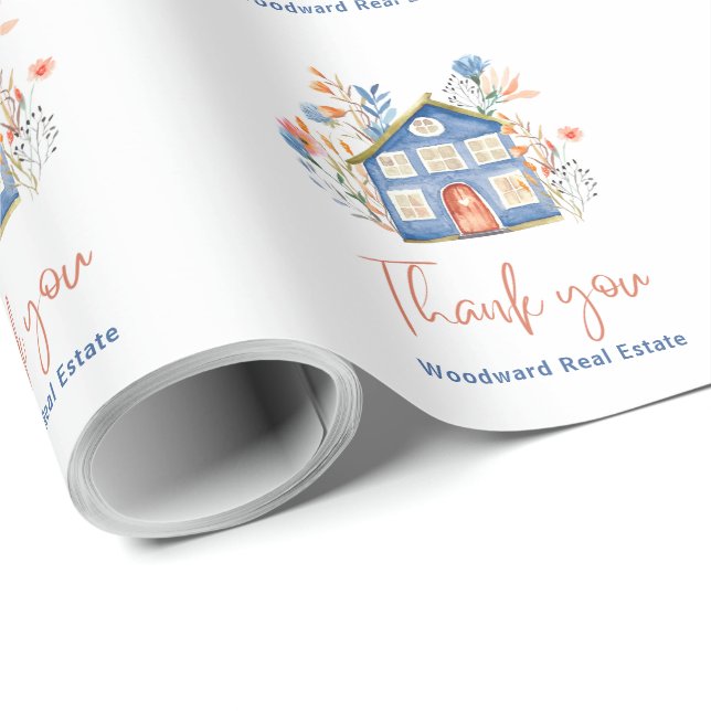 Papel De Regalo Realtor Gracias A La Promoción De Marketing Estili (Esquina del rollo)